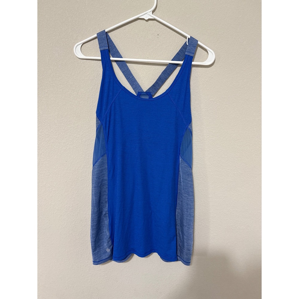 Athleta‎ Tank Top Womens XL Blue Racerback Mesh Reflective Activewear Gym